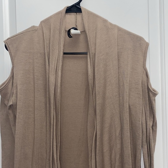 Rags and couture long sleeve open shoulder open tan cardigan size medium - Picture 2 of 8